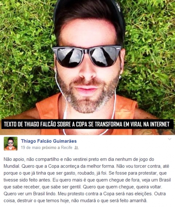 Um texto postado despretensiosamente por Thiago Falcão em seu perfil no Facebook, no último dia 19, acabou se tornando um viral na internet. - thiagofalcao